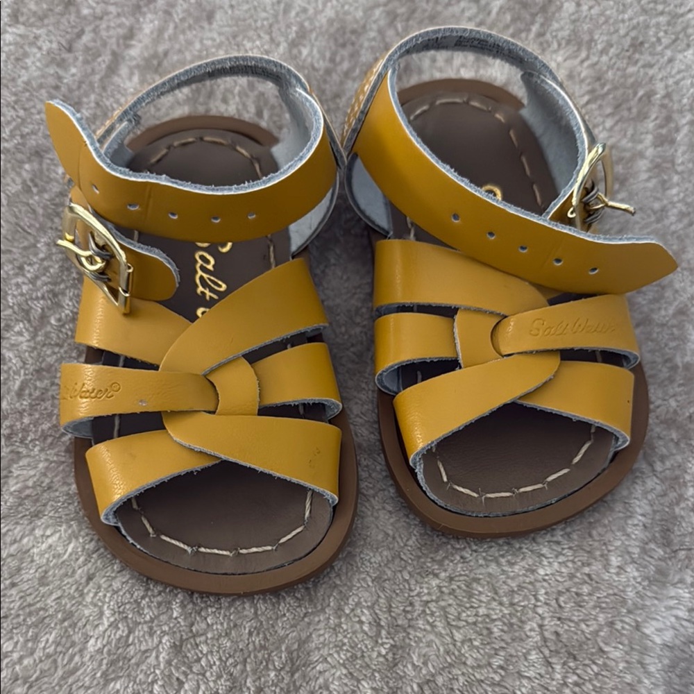 Salt Water Sandals by Hoy Kids Yellow Leather Strappy Sandals
